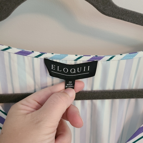 Eloquii size 20 blue and purple stripe peplum vneck top - Picture 4 of 5
